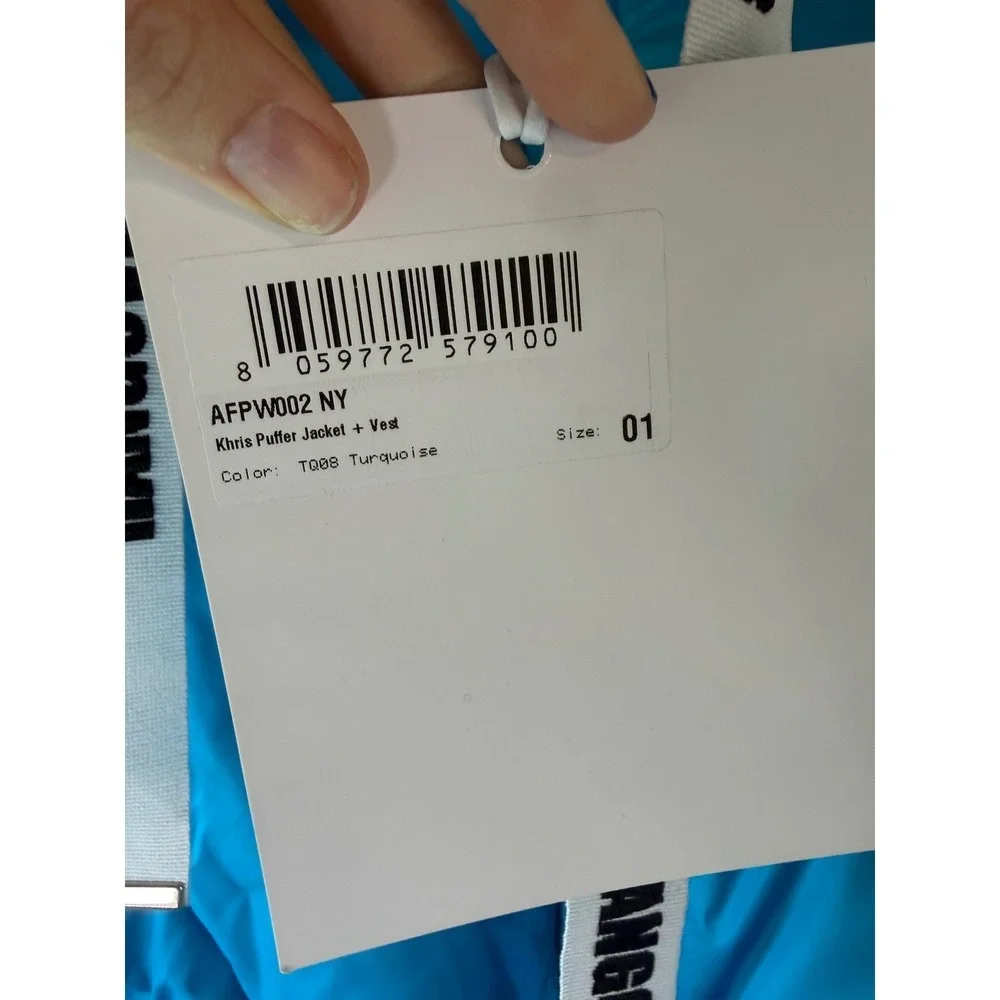 Khrisjoy Khris Puffer Jacket + Vest Turquoise Blue AFPW002 NY Size 01 NWT